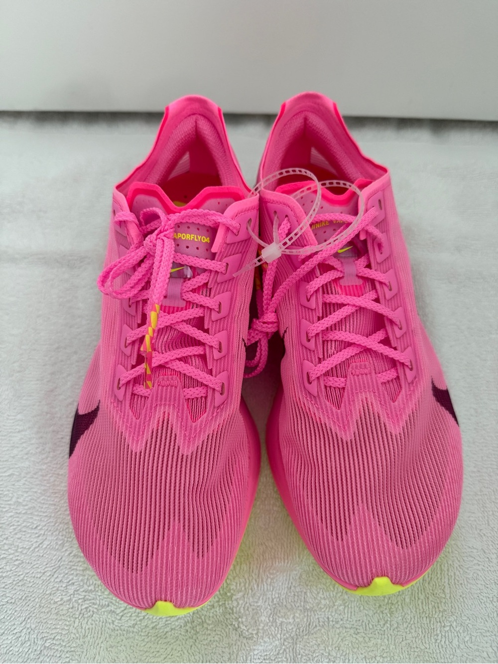 Nike Vaporfly 4 Women’s Road Racing Shoes in Pink with Neon Yellow Accents